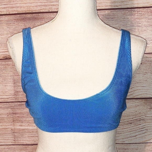 ASOS Cobalt Blue Bershka Ribbed Bikini Top Size 8 - Picture 1 of 11